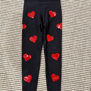 Ultracor Kids Leggings with Red Hearts on Black